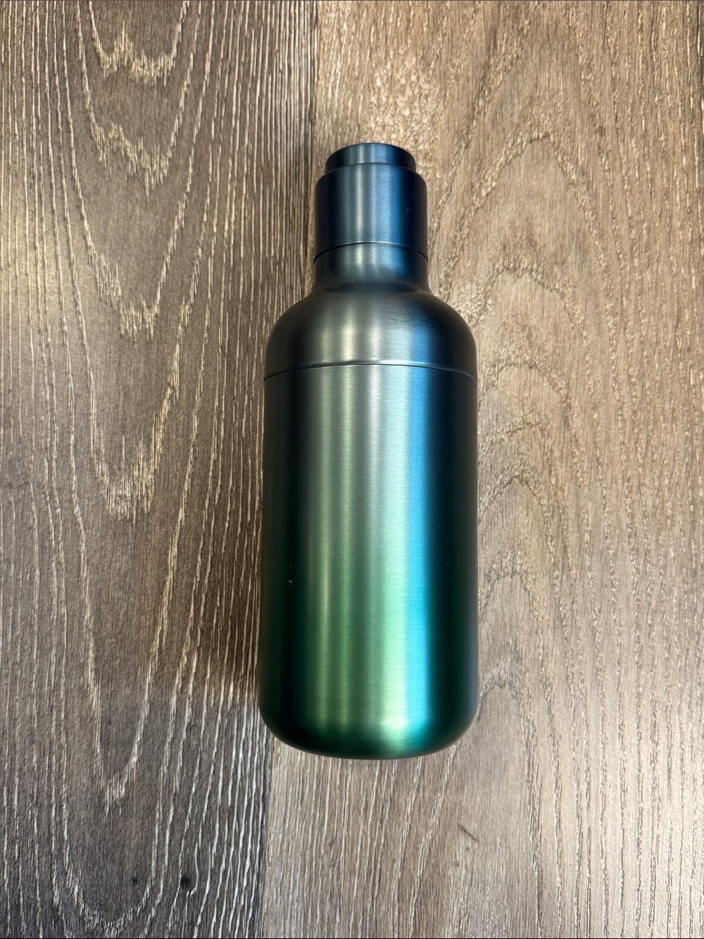 Nespresso Iced Coffee Shaker Metallic Green to Teal Gradient Stainless Steel